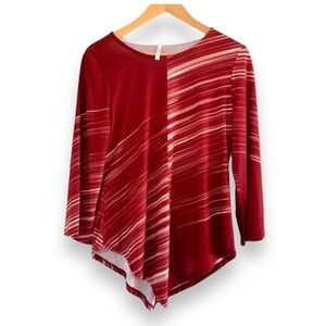 NWT PASSPORT - Retro Vintage Tunic Blouse Long Sleeves - Polyester - Sz S - Rust